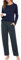 Lovasy Pyjama Coton Femme Long Ensemble de Pijama Hiver Chaud Vêtement de Nuit 2 Pièces Cofortable Haut à Manches Longues Sleepwear Maison Costume à Carreaux B Bleu Marine L