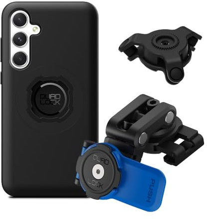 Quad Lock Motorcycle Brake Reservoir Phone Mount Kit with Vibration Dampener and Galaxy A35 MAG Case