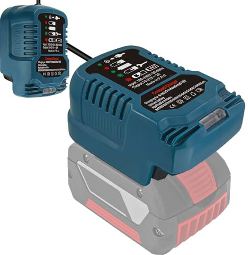 UNIKI Battery Charger, Fast Charger for Bosch Professional 18V System GBA 18V Charger Station Compatible with Bosch Professional 18V System GBA 18V Battery BAT607 BAT614, 18-21V Output Voltage