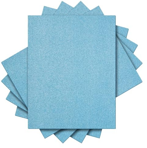 sourcing map 5PCS Glitter HTV Heat Transfer Vinyl Sheets, 12 x 10 Inch Lake Blue Glitter Iron on Vinyl for T-Shirts DIY Heat Vinyl Design Easy to Cut & Weed