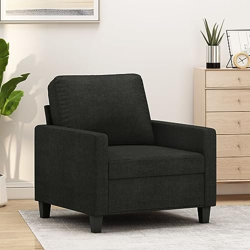 IKAYAA Kleine Couch, Küchensofa, Lounge Sessel, Wohnzimmer Sofa, Kleine Sofa, Sessel Schwarz 60 cm Stoff