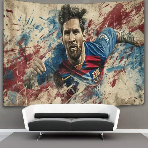 CULPRT 3D Messi Print Wall Blanket Home Decoration Bedding Poster Wall Art Tapestry Tapestries Wall Hanging Soft Polyester for Unisex Children Bedroom/Living Room/Dorm/Curtain 70cmx100cm