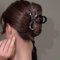 Danshinbow Fermagli per capelli a doppia fila con fiocco per coda di cavallo alta clip con strass scavati artigli per capelli spessi per donne