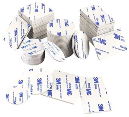 40 Piezas Pegamento Fuerte, Adhesivo Doble Cara, Almohadillas Adhesivas 3M Extrafuerte, Pads Adhesivo Cinta Adhesiva Doble Cara Espuma, Rectángulo & Cuadrado & Redondo, para Hogar Oficina Coche