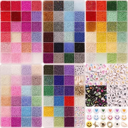 BikoBox Perlenset für Armbänder, 2mm Beads in 114 Farben, DIY Armband Set – für Erwachsene