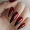 Faux Ongles Extrême Longue MouyouGlow,Stiletto Halloween Noir Rouge Ombre Gothic Press on Nails avec Colle à Ongles,Vampire Blood Black Red Gradient Fake Nails