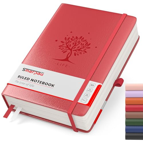 Notizbuch B5 Lined Journal - Hardcover Leder Journal mit 320 Seiten 100gsm dickes Papier, College Ruled Journal Notebook für Frauen Männer Schreiben Schule Büro, 19 x 25cm-Rot