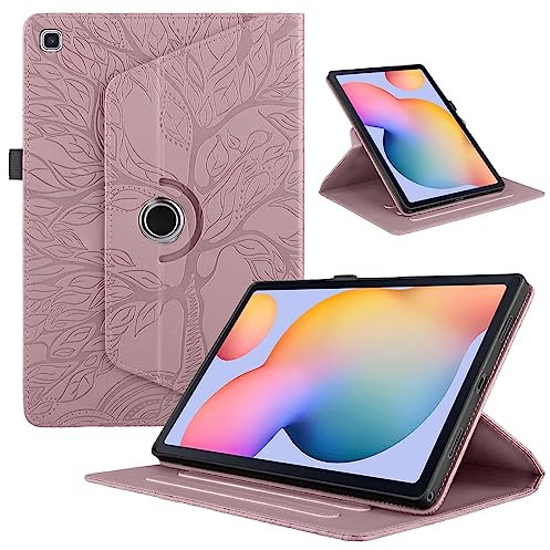 TEDTIKJT Tablets Funda Compatible con Samsung Galaxy Tab A 8 2019 SM-T290 T295 Carcasa PU Cuero Protectora 360 Giratoria Soporte Case Carcasa para Samsung Galaxy Tab A 8 2019 Funda,Oro Rosa Árboles