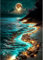Moonlight Paint by Numbers for Adults-Painting Kits for Adults,Beach Paint by Number Canvas,Paint by Numbers for Adults Scenery Perfect for Gifts and Home Wall Decor 12x16inch