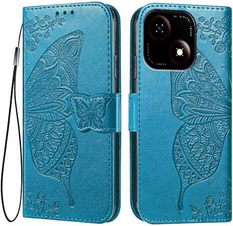EASSGU Leder Handyhülle für ZTE Blade A35e (6.52 Inches) Flip-Folio Magnetische Hülle mit 3 Kartenfach, 1 Wallet, Sturzfeste, Kratzfeste Case - Blau