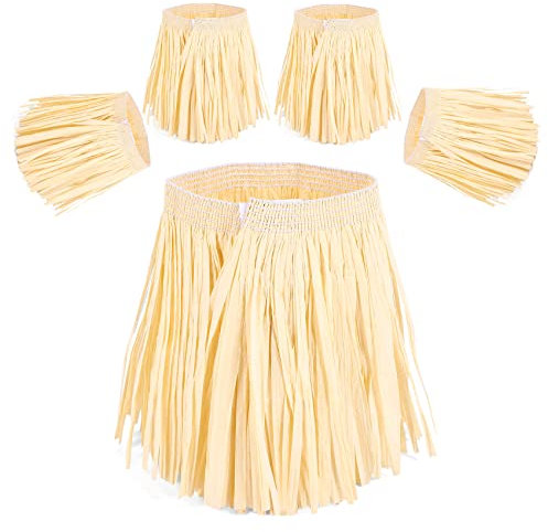 Kopinma Hawaiirock aus Stroh, Hawaii Mottoparty Vogelscheuchen-Strohhalm-Kostüm Kit, mit Hawaiirock, Manschetten und Knöcheln für Sommerfest, Strandparty, Karneval, Mottoparty