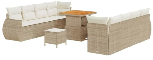 vidaXL Gartensofa-Set 11 STK. Beige Poly-Rattan