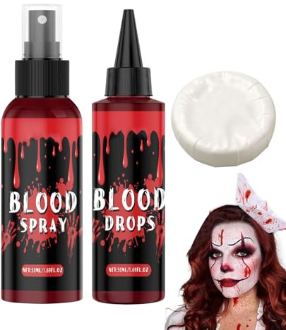 Maquillage Sang Artificiel | Effet Plaie Saignante Réaliste - Nettoyant Savon Spray Accessoires Masquerade Peinture Visage Hommes Femmes Costume Vampire Zombie