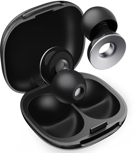 Measuki Tappi Orecchie Dormire - 47dB Soppressione Rumori, 15s Sollievo Pressione, Adatti per Dormire di Lato, Russamento e Viaggi. Riutilizzabili con 8 Punte (XS/S/M/L) + Custodia