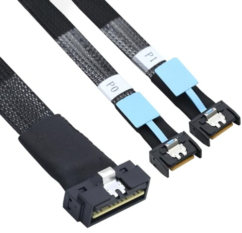 AoQhir PCIE SlimSAS LP Low Profile SFF-8654 8I to Dual MCIO 4I Cable, 12Gbps High-Speed Server Data Cable – Compatible with RAID Controller, Workstation, Storage Expansion (1m/39.37in)