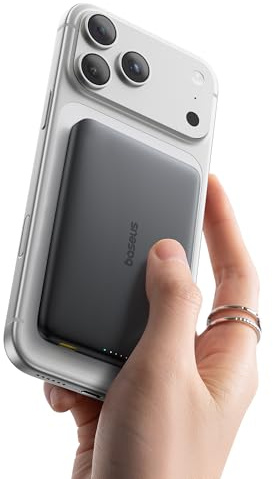 Baseus Picogo AM41 Power Bank, 10000mAh Qi2 Magsafe Powerbank 15W Wireless, Ultra Slim, Ricarica Rapida PD 27W, Magnetico Batteria Esterna per iPhone 17/16/15/14/13/12, Nero