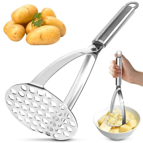 Kartoffelstampfer Edelstahl - Aus Vollständig Lebensmittelechtem Edelstahl, Stampfer Küche Kartoffelpresse Spülmaschinengeeignet Für Kartoffelpüree, Gemüse, Obst, Marmelade Und Mehr