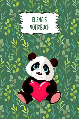 Elena: personalisiertes Panda Notizbuch / Tagebuch / Journal mit Vornamen (120 leeren linierten Seiten A5)