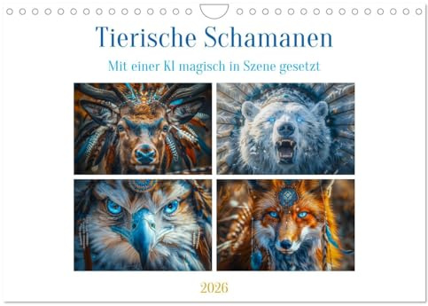 Tierische Schamanen (Wandkalender 2026 DIN A4 quer), CALVENDO Monatskalender: Tierische Schamanen, sind faszinierende Wesen, die in den Tiefen der Natur verborgen sind. (CALVENDO Tiere)