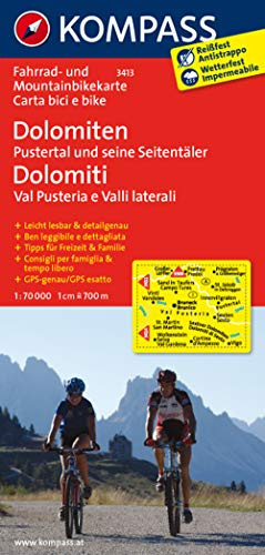 Dolomiten - Pustertal und seine Seitentäler / Dolomiti - Val Pusteria e Valli laterali: Fahrrad- und Mountainbikekarte. GPS-genau. 1:70000 (KOMPASS-Fahrradkarten International, Band 3413)