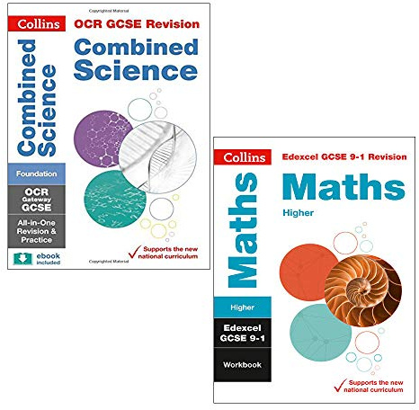 Collins GCSE 2 Books Collection Set(GCSE Combined Science Foundation OCR Gateway Complete Practice and Revision Guide, New Grade 9-1 GCSE Maths Higher Edexcel Workbook)