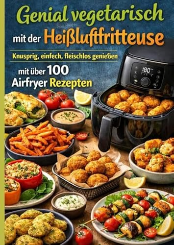 Genial vegetarisch mit der Heißluftfritteuse - Knusprig, einfach, fleischlos genießen mit über 100 Airfryer Rezepten: Tolles Geschenk für die vegetarische Küche