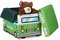 Relaxdays Faltbare Spielzeugkiste Happy Bus HBT 32 x 48 x 32 cm stabiler Kinder Sitzhocker als praktische Spielzeugbox Kunstleder mit Stauraum ca. 37 l und Deckel zum Abnehmen für Kinderzimmer, grün
