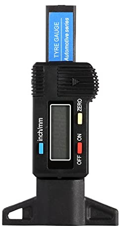 Digitaler Reifenprofiltiefenmesser 0-25,4mm LCD | Präzise Profiltiefenmessung für Lauffläche & Bremsbeläge, stoßfester ABS-Kunststoff, kompakte 11,3cm Bauform, für Werkstatt &