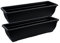 2 x Simpa® Ebony/Black Trough Plastic Garden Planter Indoor & Outdoor Flower/Plant Pot - 60cm Diameter - DIY Drainage Holes.