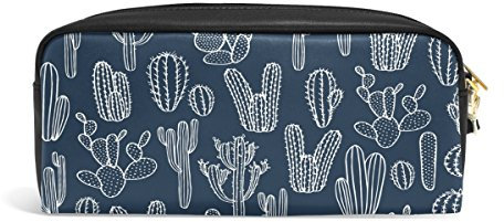 Domoko Cartoon Kaktus-Stiftmäppchen im Vintage-Stil, PU-Leder