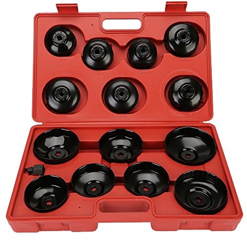OCGIG 15Pcs Coffret Cloche pour Filtre à Huile Couvercle Clé pour Retrait Outil de Garage