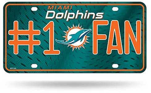 Rico Industries NFL Miami Dolphins #1 Fan Metall Nummernschild Tag, 15,2 x 29,2 cm