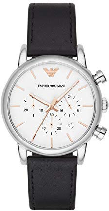 EMPORIO ARMANI Herren Chronograph Quarz Uhr mit Leder Armband AR2075