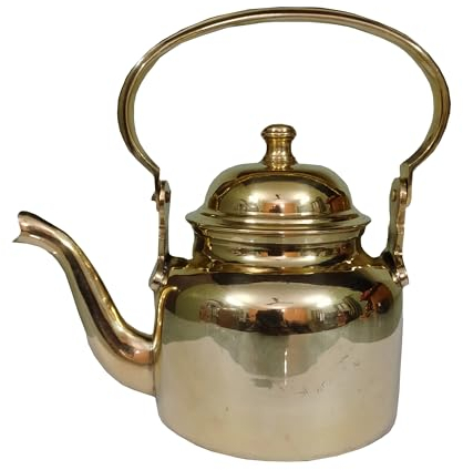 Rastogi Handicrafts Tee- / Kaffeekanne / Teekessel im indischen Stil (Messing 300 ml Topf)