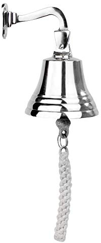 Wall Mounted Traditional Door Ship Bell | Nautical Themed Silver Ship Bell Ringer | Ideal for Home Bars & Pub Last Orders | M&W