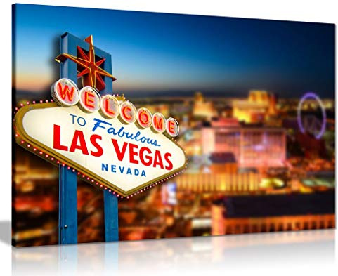 Welcome To Las Vegas Sign Canvas Wall Art Picture Print (36x24)