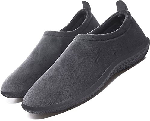 Zapatillas de Estar Invierno Hombre Mujer Pantuflas de algodón con Cálido Comodidad Antideslizantes Suave Memoria Mocasín Pantuflas,Gris,39 EU