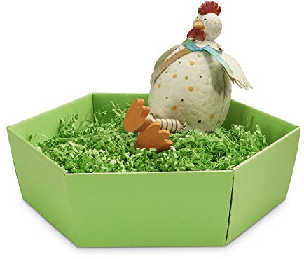 5 x PresentFill® Präsentkorb leer ohne Inhalt - Geschenkkorb aus umweltfreundlichen 100% Recycling Karton - groß sechseckig - Apfel Grün - Made in Germany für Weihnachten - Hochzeit - Geschenke