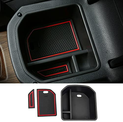 CDEFG Kompatibel mit VW T-ROC t roc 2018-2023 2024 Mittelkonsole Armlehne Aufbewahrungsbox Aufbewahrung Auto Center Console Organizer Tray mit Antirutschmatte T ROC 2024 Zubehör (Rot)