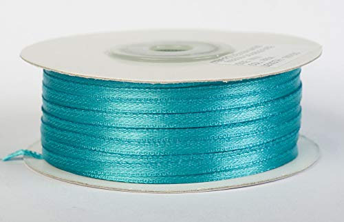 Jajasio Satinband 100 Yard-Rolle, 3mm breit, Auswahl aus 50 Farben/Farbe: 24 - türkisblau, Geschenkband, Schleifenband