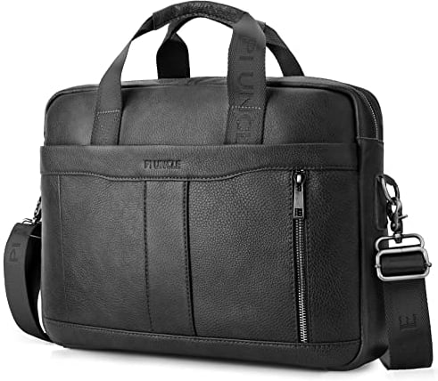 BAGZY Sacoche Homme pour Ordinateur 15.6 Pouces Sac Cuir Cartable Cadeau Porte Document Véritable Rétro Mallette de Voyage Travail
