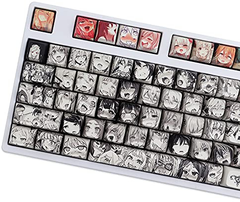 Keycaps, 108 Tasten PBT Keycaps XDA-Profil Farbstoffsublimation Japanische Anime-Tastenkappe für Cherry Gateron Kailh Switch Mechanische Tastatur (nur Tastenkappen