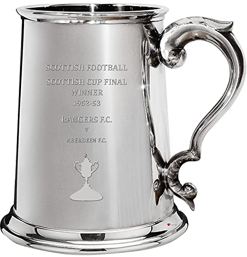 I LUV LTD 1 Pint Tankard for Glasgow Rangers 1952-53 Scottish Cup Final Winner Pewter Beer Mug Football Fan Trophies Memorabilia Mens Birthday Personalised Gifts