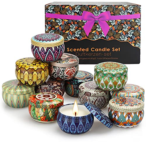 Duftkerzen Geschenk Set Für Frauen, Aromatherapie Kerzen Für Zuhause 12 Stück Sojawachs Glas Kerzen Muttertags Geburtstags Stressabbau Geschenke