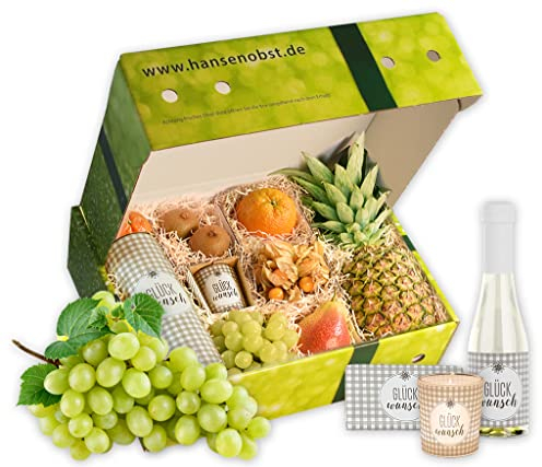Hansen Obst - Geburtstags Geschenkbox - fruchtige Obst-Box - “Geburtstagsprickeln” - Präsentkorb - Obst-Geschenkset - gefüllte Obstkiste - Geschenk Obstbox Die Moderne