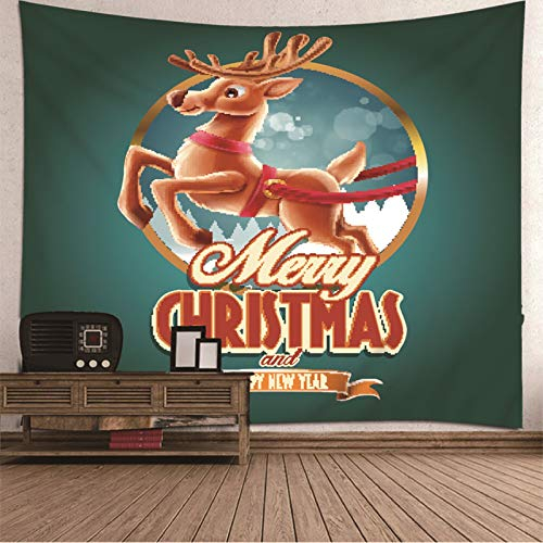 Banemi Dekostoff Gobelin, Weihnachtsthema Elch Grün Braun Polyester Gobelin Bruder 350X256cm