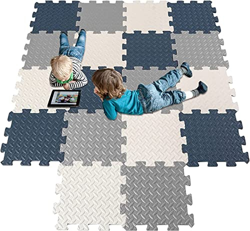 Gutsbox Schaumstoff Puzzlematte Baby Schaumstoffmatte Baby Puzzleteppich, 18Pcs Krabbelmatte Puzzle Kinder Bodenmatte, 30x30cm, Dick: 1,2cm, Fläche: 1,6m², bpa frei