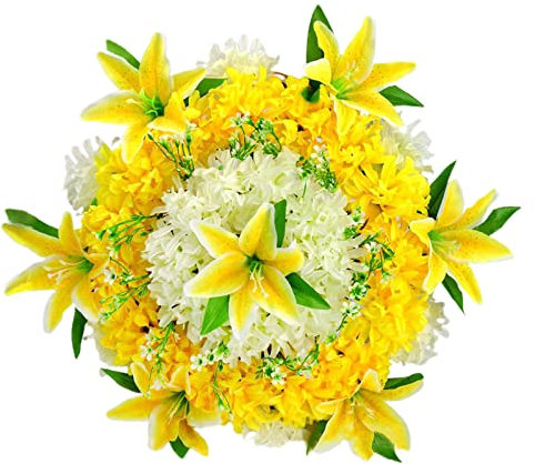 LEMCC Corona funeraria artificial de 50 cm de seda para crisantemo de lirio, corona conmemorativa para homenaje al cementerio Gran Nan Dad Mamá Amiga