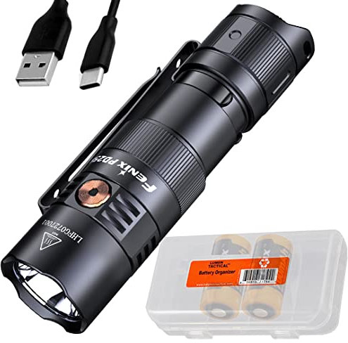 Fenix PD25R 800 Lumen USB-C recargable EDC linterna con LumenTac organizador de batería