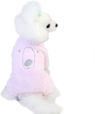 Generisch Pet Kleidung tragen vierbeinige Fleece warme Hundekleidung Haustier-Welpen-Kleidung Hundepulli Mops (Pink, L)